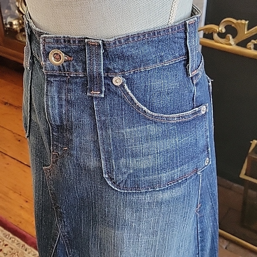 Vtg Levis Denim Maxi Skirt - Picture 4 of 12